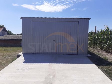 Garage 4×6×2,18 - Pultdach, Schwingtor, RAL 9006 weißaluminium