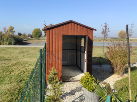 Gartenhaus / Gerätehaus 2×3×2,40 – Satteldach, einflügelige Tür, Holzoptik – goldeiche, PVC-Fenster