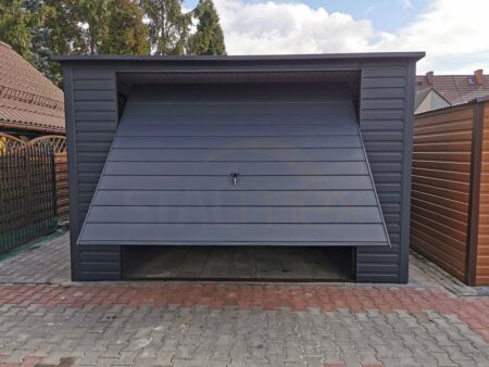 Garage 4×6×2,38 - Pultdach, Schwingtor, RAL 7016 anthrazitgrau MATT, Tür