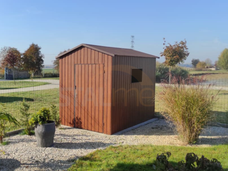 Gartenhaus / Gerätehaus 2×3×2,40 – Satteldach, einflügelige Tür, Holzoptik – goldeiche, PVC-Fenster